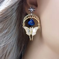 1 Pair Classical Butterfly Plating Inlay Alloy Natural Stone Gold Plated Drop Earrings main image 6