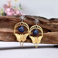1 Pair Classical Butterfly Plating Inlay Alloy Natural Stone Gold Plated Drop Earrings main image 1