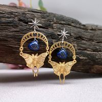 1 Pair Classical Butterfly Plating Inlay Alloy Natural Stone Gold Plated Drop Earrings main image 5
