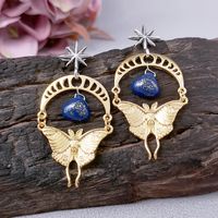 1 Pair Classical Butterfly Plating Inlay Alloy Natural Stone Gold Plated Drop Earrings main image 4