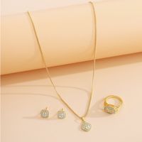 Simple Style Square Alloy Iron Plating Inlay Zircon Women's Rings Earrings Necklace sku image 2
