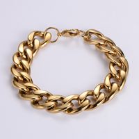 304 Stainless Steel 18K Gold Plated Hip-Hop Rock Polishing Chain Solid Color No Inlaid Bracelets main image 1