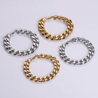 304 Stainless Steel 18K Gold Plated Hip-Hop Rock Polishing Chain Solid Color No Inlaid Bracelets main image 6