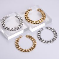 304 Stainless Steel 18K Gold Plated Hip-Hop Rock Polishing Chain Solid Color No Inlaid Bracelets main image 5
