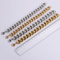 304 Stainless Steel 18K Gold Plated Hip-Hop Rock Polishing Chain Solid Color No Inlaid Bracelets main image 4
