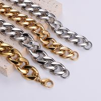 304 Stainless Steel 18K Gold Plated Hip-Hop Rock Polishing Chain Solid Color No Inlaid Bracelets main image 2
