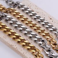 304 Stainless Steel 18K Gold Plated Hip-Hop Rock Polishing Chain Solid Color No Inlaid Bracelets main image 3