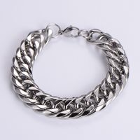 Hip-hop Oversized Solid Color Stainless Steel Polishing Chain 18k Gold Plated Men's Bracelets main image 8