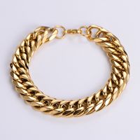 Hip-hop Oversized Solid Color Stainless Steel Polishing Chain 18k Gold Plated Men's Bracelets main image 7