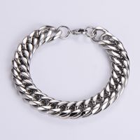 Hip-hop Oversized Solid Color Stainless Steel Polishing Chain 18k Gold Plated Men's Bracelets main image 6