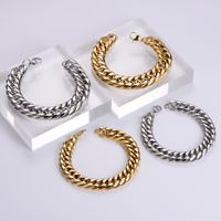 Hip-hop Oversized Solid Color Stainless Steel Polishing Chain 18k Gold Plated Men's Bracelets main image 4