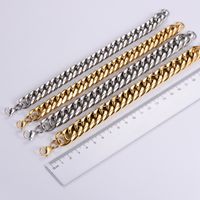 Hip-hop Oversized Solid Color Stainless Steel Polishing Chain 18k Gold Plated Men's Bracelets main image 1