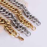 Hip-hop Oversized Solid Color Stainless Steel Polishing Chain 18k Gold Plated Men's Bracelets main image 3