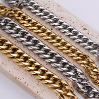 Hip-hop Oversized Solid Color Stainless Steel Polishing Chain 18k Gold Plated Men's Bracelets main image 2