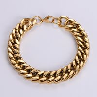 Stainless Steel 18K Gold Plated Hip-Hop Rock Polishing Metal Solid Color No Inlaid Bracelets main image 7