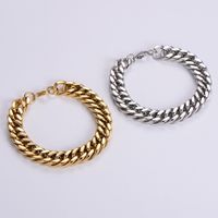 Stainless Steel 18K Gold Plated Hip-Hop Rock Polishing Metal Solid Color No Inlaid Bracelets main image 6