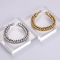 Stainless Steel 18K Gold Plated Hip-Hop Rock Polishing Metal Solid Color No Inlaid Bracelets main image 5