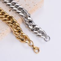 Stainless Steel 18K Gold Plated Hip-Hop Rock Polishing Metal Solid Color No Inlaid Bracelets main image 2
