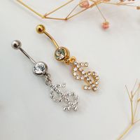 Sexy Modern Style Letter Stainless Steel Plating Inlay Rhinestones White Gold Plated Gold Plated Belly Ring main image 1