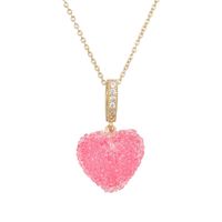 Fashion Heart Shape Copper Inlay Zircon Pendant Necklace 1 Piece sku image 3