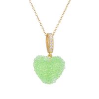 Fashion Heart Shape Copper Inlay Zircon Pendant Necklace 1 Piece sku image 1