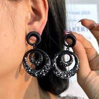 1 Pair Exaggerated Circle Hollow Out Alloy Drop Earrings main image 5