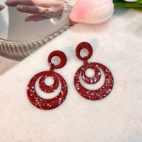 1 Pair Exaggerated Circle Hollow Out Alloy Drop Earrings main image 4