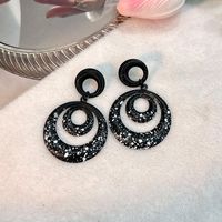 1 Pair Exaggerated Circle Hollow Out Alloy Drop Earrings sku image 2