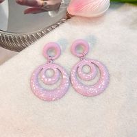1 Pair Exaggerated Circle Hollow Out Alloy Drop Earrings sku image 3