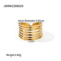 Simple Style Solid Color Stainless Steel Plating 18k Gold Plated Rings sku image 2