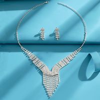 Elegant Lady Solid Color Rhinestone Plating Inlay Rhinestones Silver Plated Women's Earrings Necklace main image 3