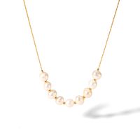 Lady Solid Color Stainless Steel Freshwater Pearl Beaded Plating 18k Gold Plated Necklace main image 3