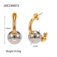 1 Pair Retro Color Block Plating Stainless Steel 18k Gold Plated Ear Studs sku image 1