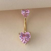 Cute Shiny Heart Shape Stainless Steel Copper Plating Inlay Zircon White Gold Plated Gold Plated Silver Plated Belly Ring main image 1