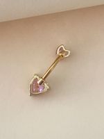 Cute Shiny Heart Shape Stainless Steel Copper Plating Inlay Zircon White Gold Plated Gold Plated Silver Plated Belly Ring main image 4