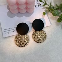 1 Pair Retro Round Pleated Alloy Drop Earrings sku image 3