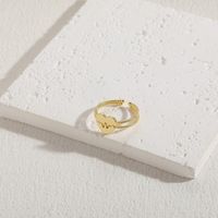 Commute Heart Shape Copper Asymmetrical Plating Inlay Zircon 14k Gold Plated Open Rings main image 8