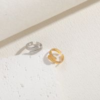 Commute Heart Shape Copper Asymmetrical Plating Inlay Zircon 14k Gold Plated Open Rings main image 6