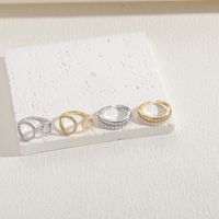 Elegant Classic Style Geometric Copper Asymmetrical Plating Inlay Zircon 14k Gold Plated Open Rings main image 6