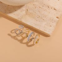Elegant Classic Style Geometric Copper Asymmetrical Plating Inlay Zircon 14k Gold Plated Open Rings main image 5