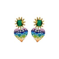 1 Pair Sweet Colorful Heart Shape Arylic Drop Earrings main image 2