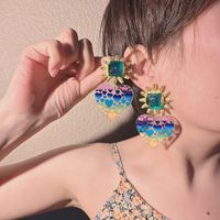 1 Pair Sweet Colorful Heart Shape Arylic Drop Earrings main image 5