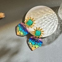 1 Pair Sweet Colorful Heart Shape Arylic Drop Earrings sku image 1