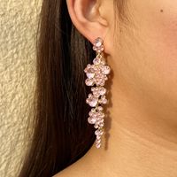1 Pair Elegant Solid Color Inlay Alloy Artificial Gemstones Drop Earrings main image 3