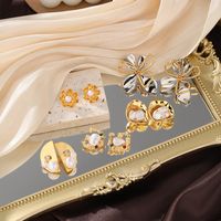 1 Pair Classic Style Flower Enamel Plating Inlay Copper Zircon 14k Gold Plated 18k Gold Plated Ear Studs main image 1