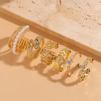 Elegant Classic Style Geometric Copper Asymmetrical Plating Inlay Zircon 14k Gold Plated Open Rings Rings main image 1