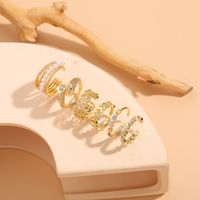 Elegant Classic Style Geometric Copper Asymmetrical Plating Inlay Zircon 14k Gold Plated Open Rings Rings main image 6
