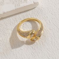 Elegant Classic Style Geometric Copper Asymmetrical Plating Inlay Zircon 14k Gold Plated Open Rings Rings sku image 5