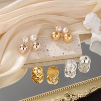 1 Pair Vintage Style Round Plating Hollow Out Inlay Copper Artificial Pearls Zircon 18k Gold Plated Earrings main image 1