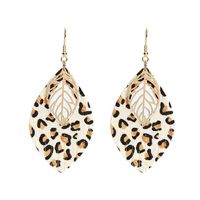 1 Pair Retro Ethnic Style Leaf Pu Leather Gold Plated Drop Earrings sku image 4